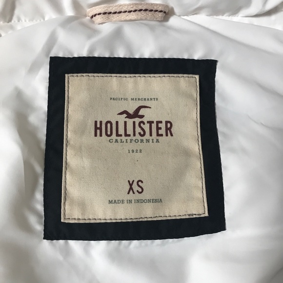 HOLLISTER girls puffer jacket vest w/hood white XS - Picture 5 of 7